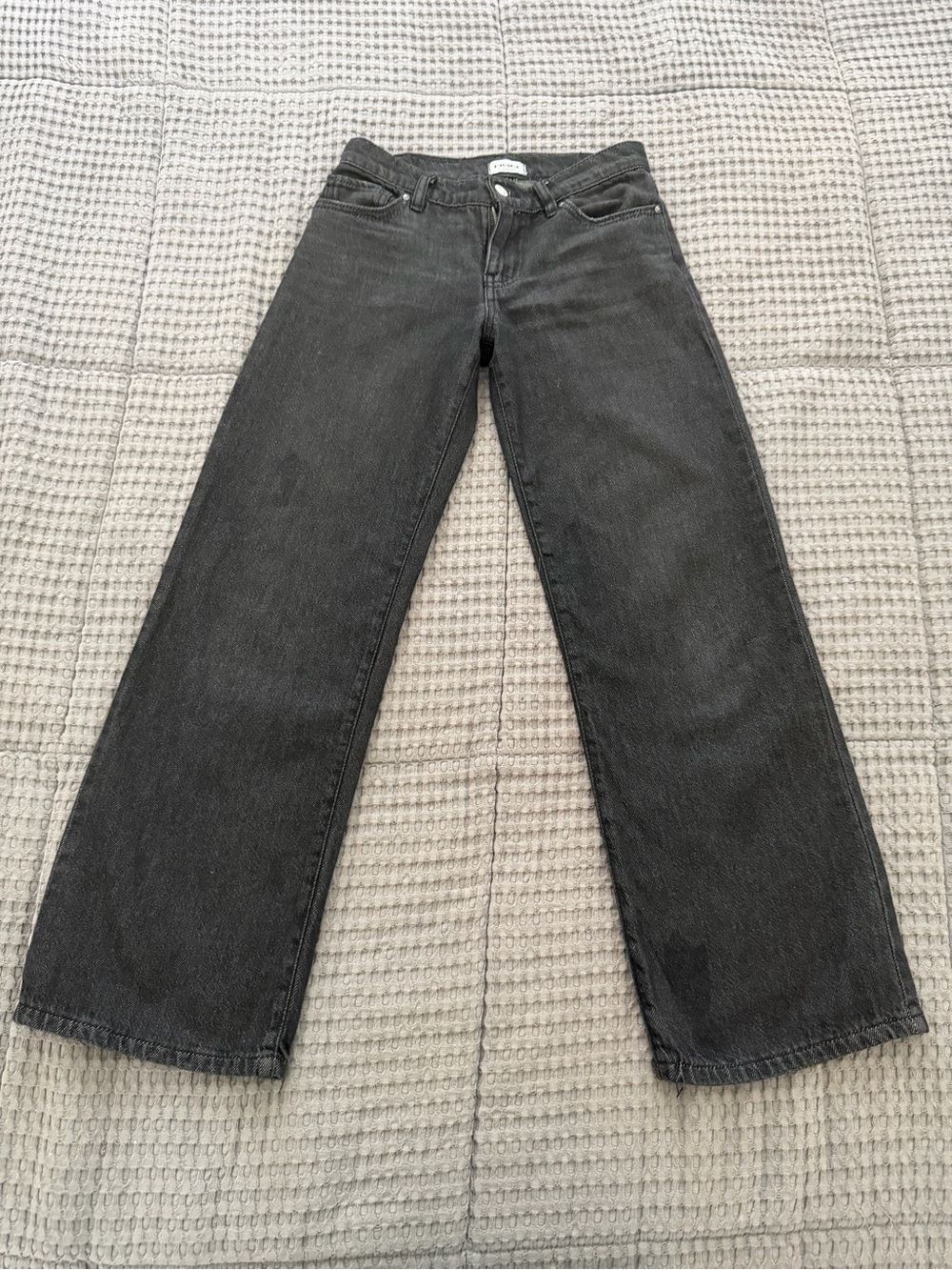 Girls' RSQ Jeans Wide Leg Gray Dark Wash Size 14 Low Rise Button Zip